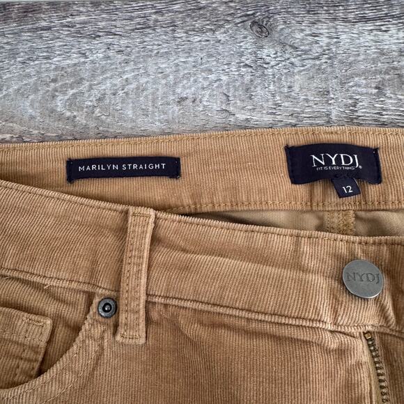 NYDJ Marilyn Straight Corduroy Pants Size 12 Tan Light Brown - Picture 4 of 11